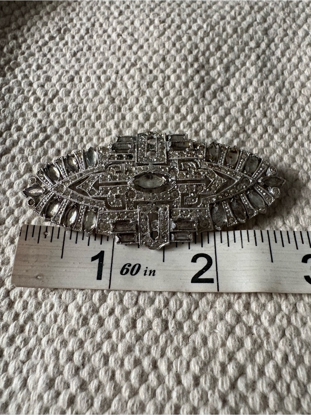 Vintage Estate Brooch Pin Art Deco Style Revival 50s Silver Tone
